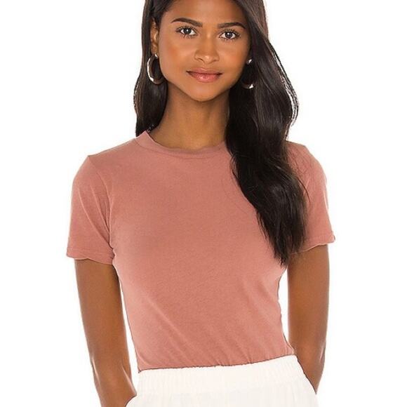 Revolve LNA Short Sleeve Fitted Crewneck Bodysuit Clove Pink Size Small - Picture 1 of 7